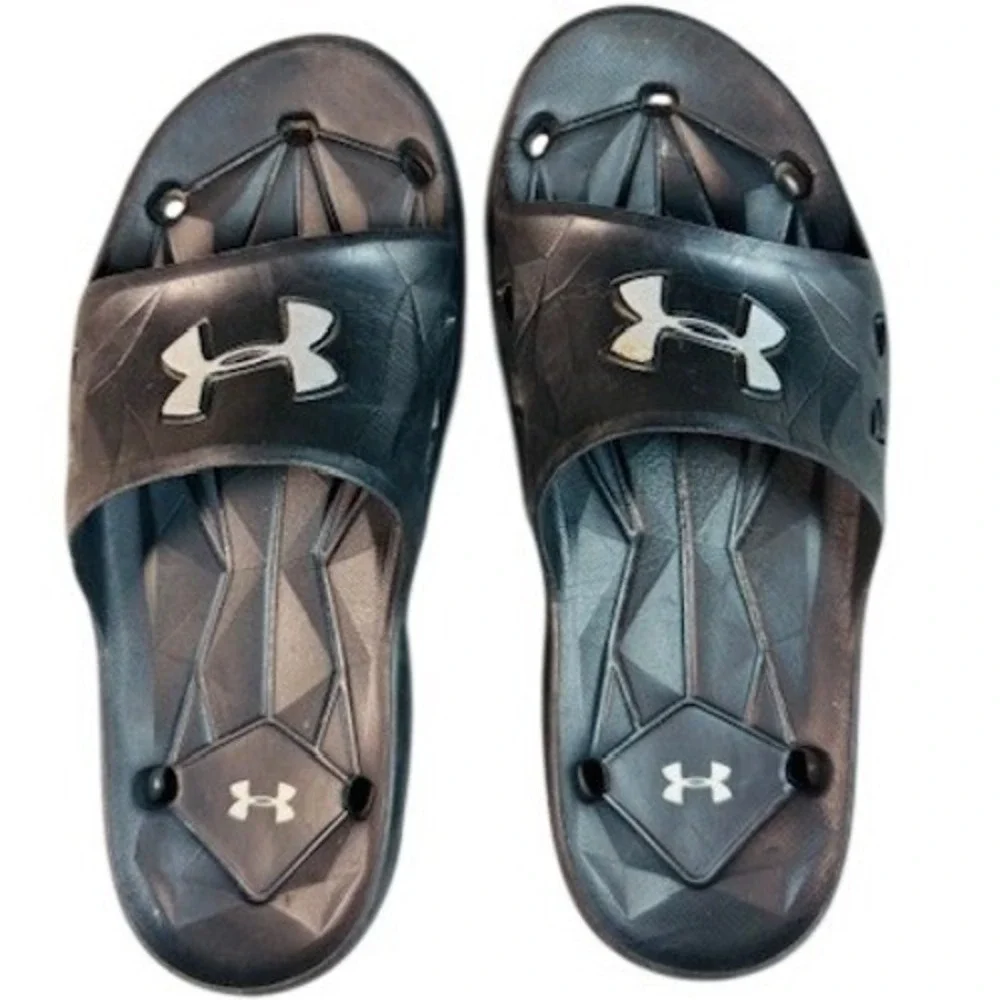 Under Armour Slides Mens 7 Locker III Black Slip On Athletic Shower Sandals‎